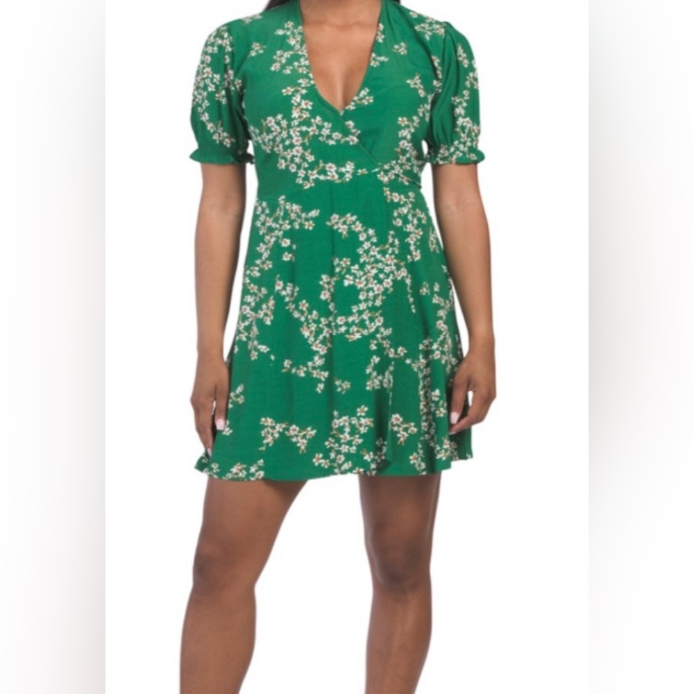 Faithful  the Brand Mira Wrap Dress Cap Estel Print Green Size 2